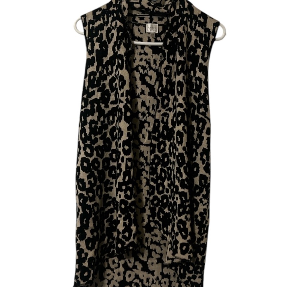 Cupio Black and Cream Cardigan with Bold Pattern leopard print size medium